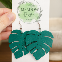 CLEARANCE - Big Green Leaves Earrings