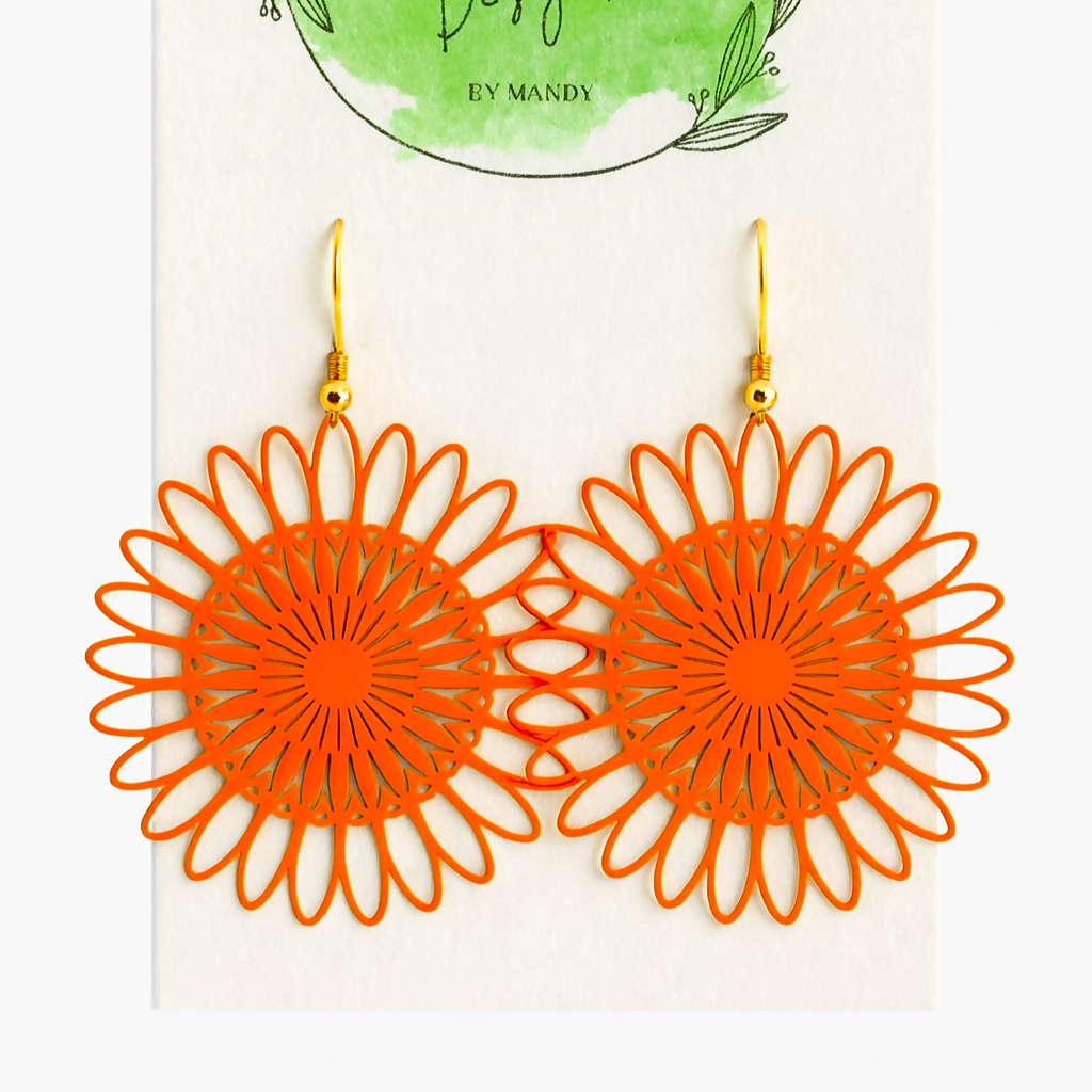 Orange Sunflowers Earrings