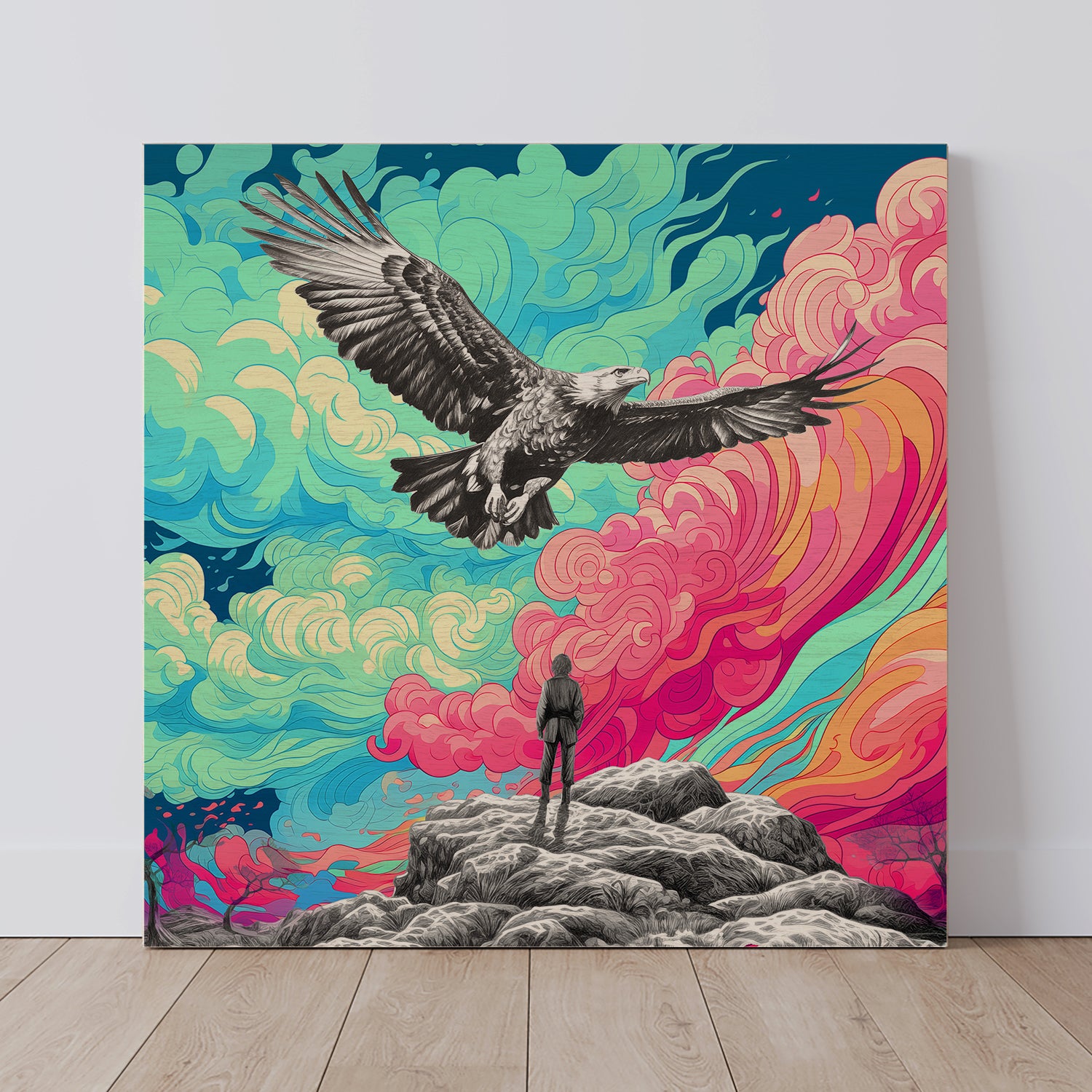 Wings Like Eagles - Wood Print (30 x30cm)
